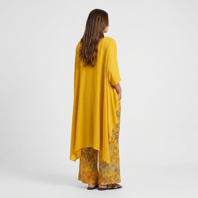 Herlene Woven Two-Piece Set – Asymmetric Hem Top Floral Print Wide Leg Trouser Boho Outfit
