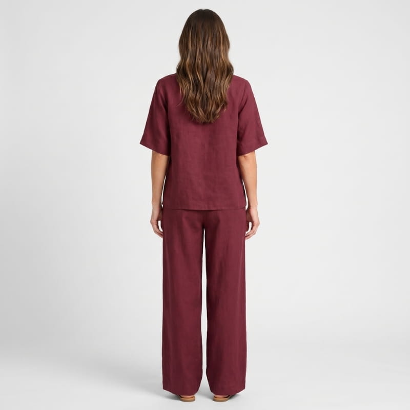 Vera Linen Co-Ord Set – V-Neck Oversized Top Wide Leg Trouser Relaxed Breathable Casual Outfit