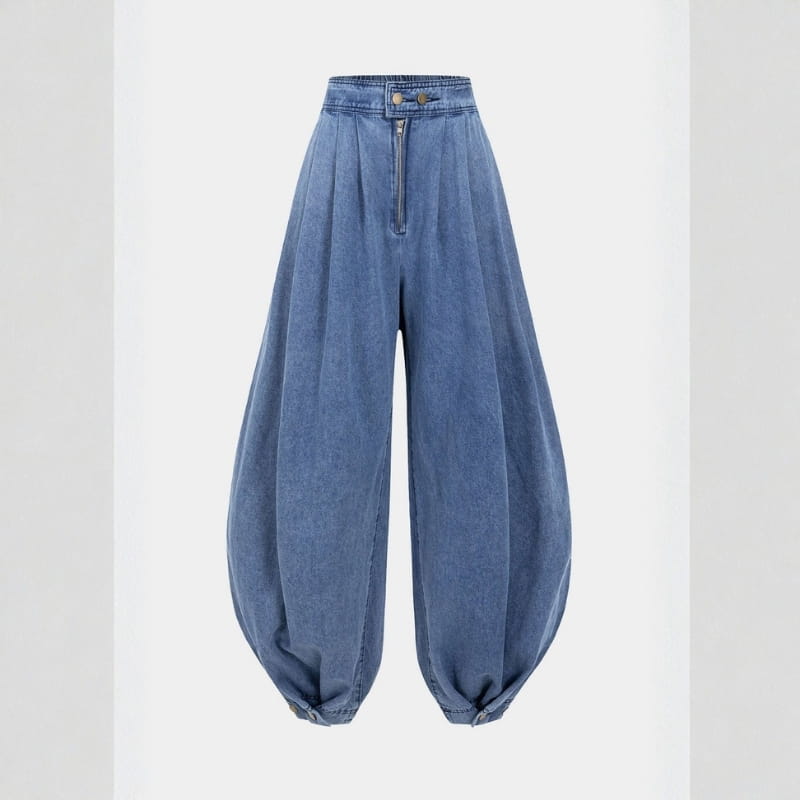 Darlene High Waist Barrel Denim Jeans – Sculpted Balloon Silhouette