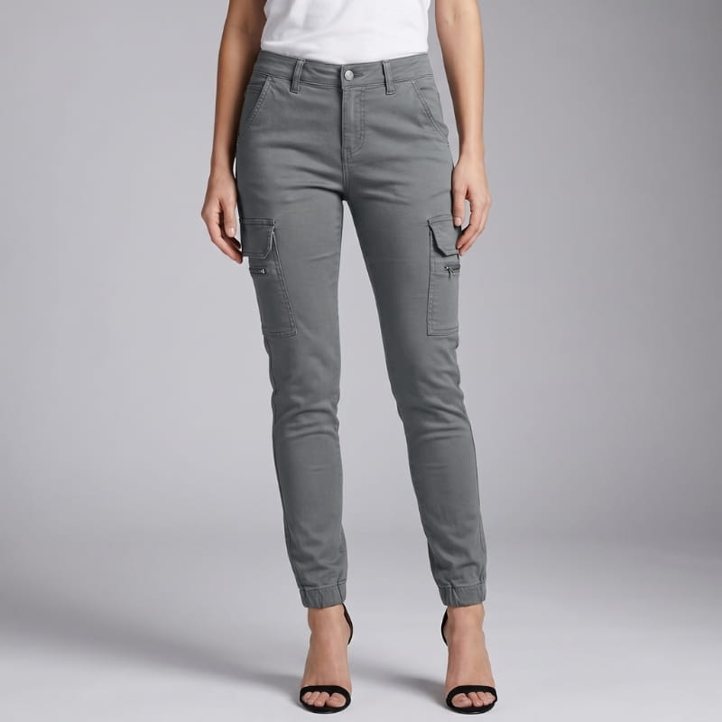 Aurelia Breathable Cotton Blend Cargo Jeans – Slim Fit Everyday Utility Denim Pants