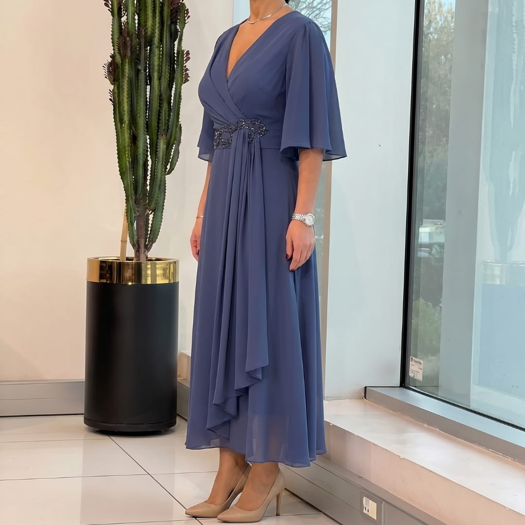 Emilie Flowing Midi Dress – Lightweight Elegant Versatile Occasion Wear