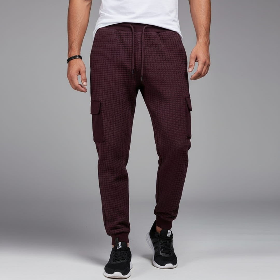 Eldric Waffle Knit Cotton Blend Cargo Joggers – Tapered Fit Streetwear Pants