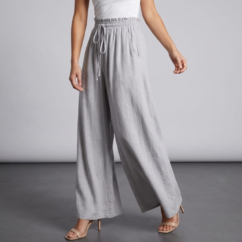 Carmen Linen High Waist Wide Leg Pants – Relaxed A-Line Elegance