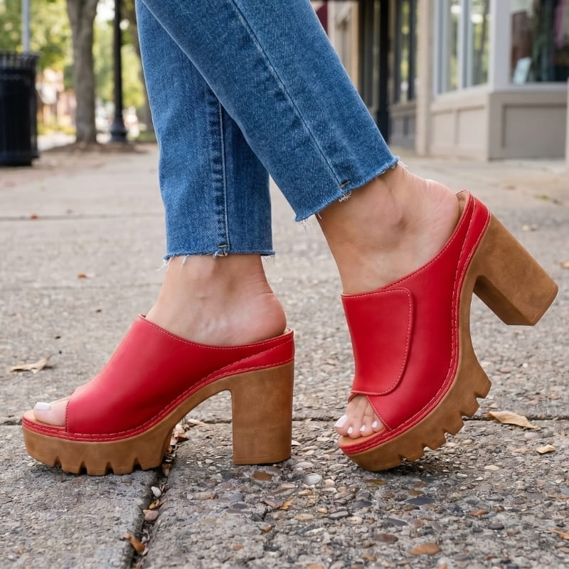 Geneva Soft Leather Platform Heeled Sandals – Supportive Elegant Style