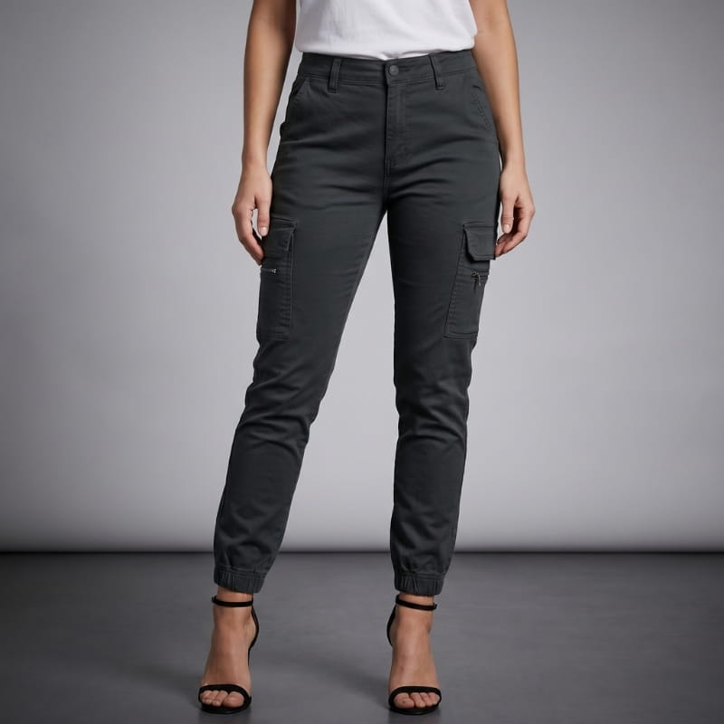 Aurelia Breathable Cotton Blend Cargo Jeans – Slim Fit Everyday Utility Denim Pants