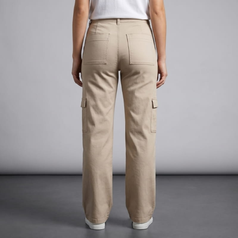 Janice Sueded Twill Wide-Leg Cargo Pants Soft Stretch Utility Trousers