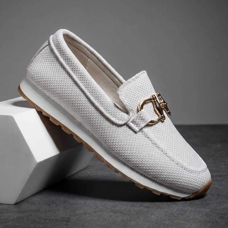 Megan Leather Slip-On Loafers – Round Toe Buckle Comfort Everyday Shoes