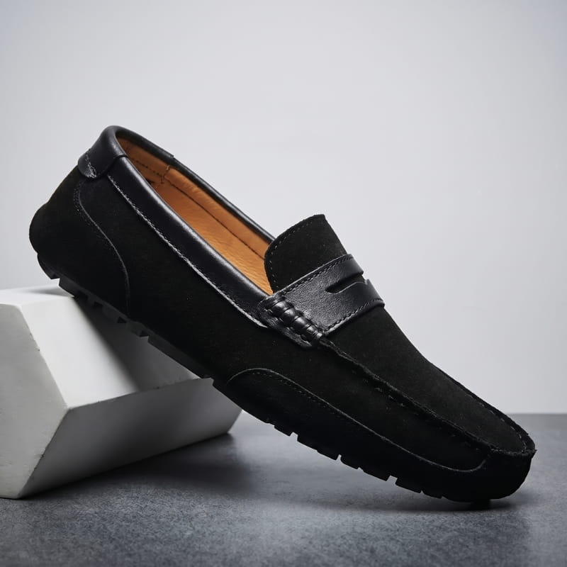 Moivie Suede Leather Slip-On Loafers – Cushioned Comfort Everyday Smart Casual Shoes