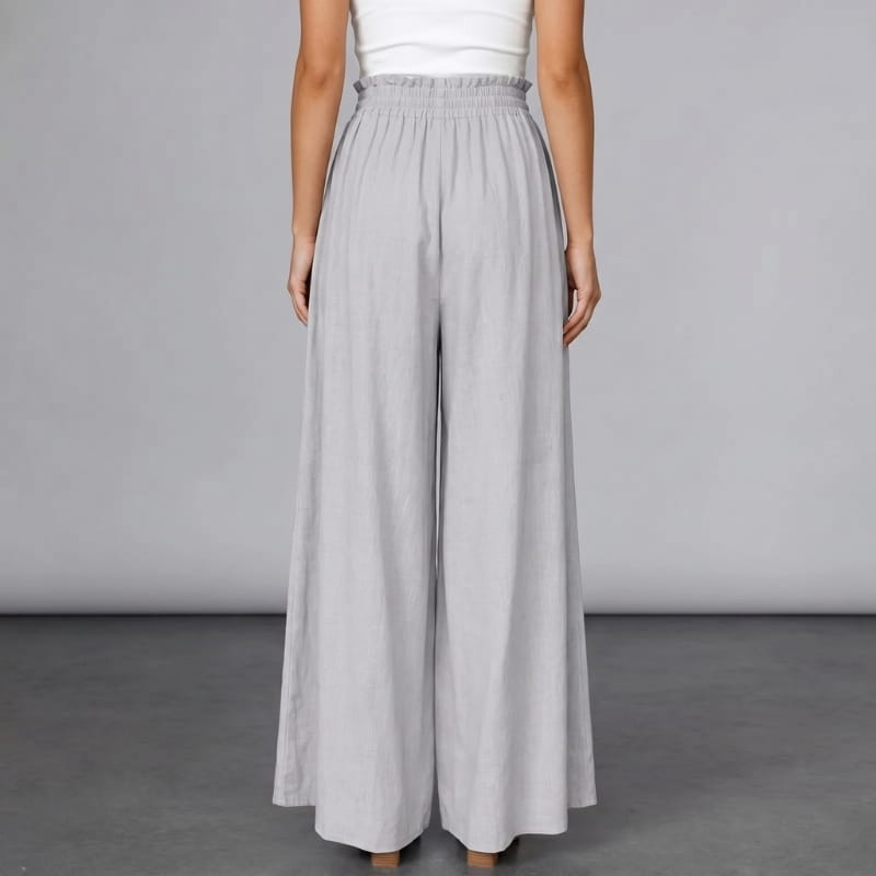 Carmen Linen High Waist Wide Leg Pants – Relaxed A-Line Elegance