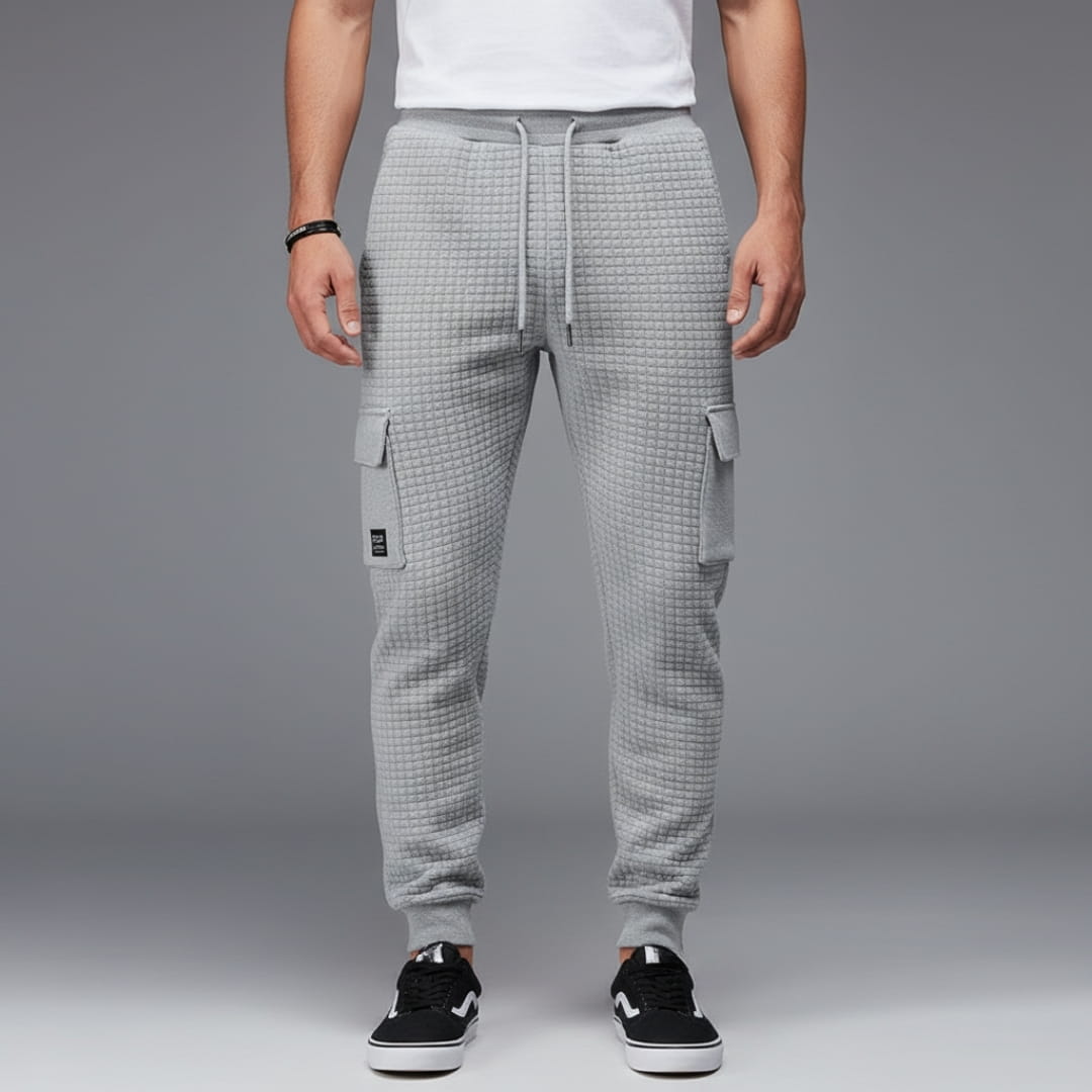 Eldric Waffle Knit Cotton Blend Cargo Joggers – Tapered Fit Streetwear Pants