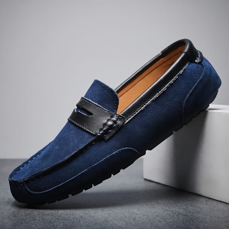 Moivie Suede Leather Slip-On Loafers – Cushioned Comfort Everyday Smart Casual Shoes