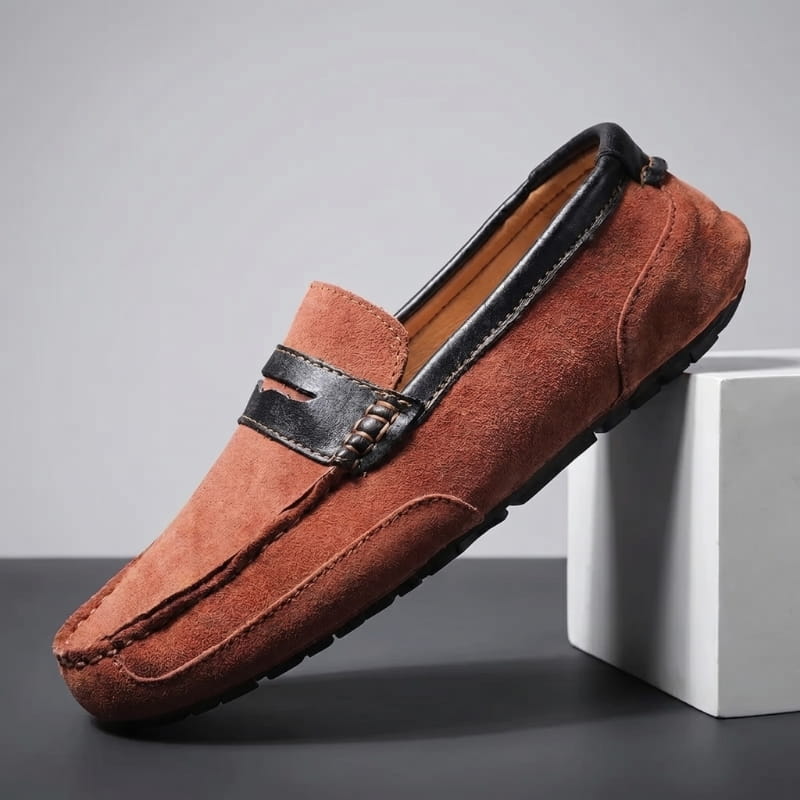 Moivie Suede Leather Slip-On Loafers – Cushioned Comfort Everyday Smart Casual Shoes