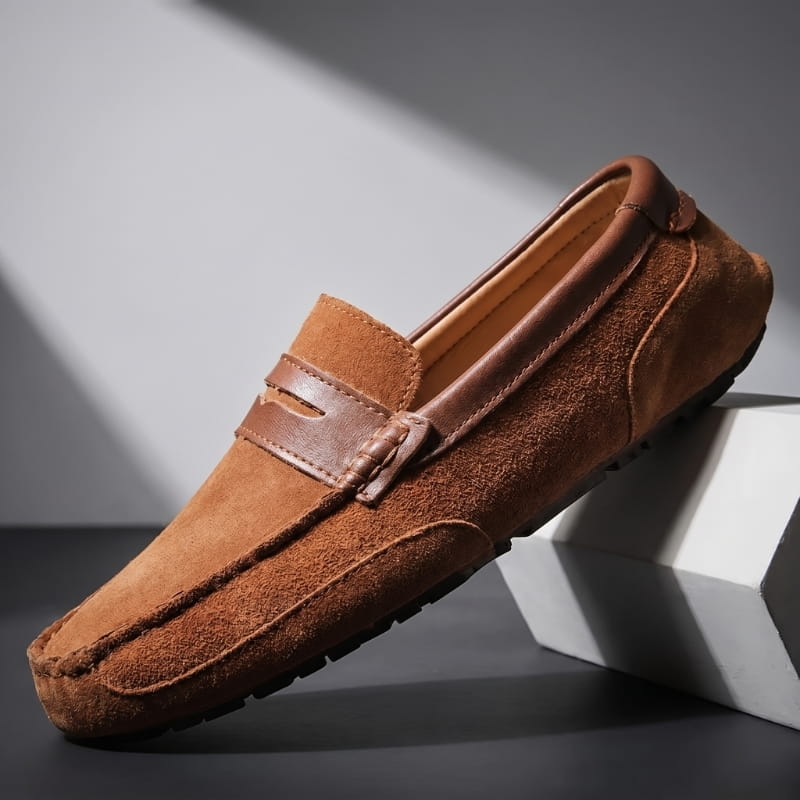 Moivie Suede Leather Slip-On Loafers – Cushioned Comfort Everyday Smart Casual Shoes