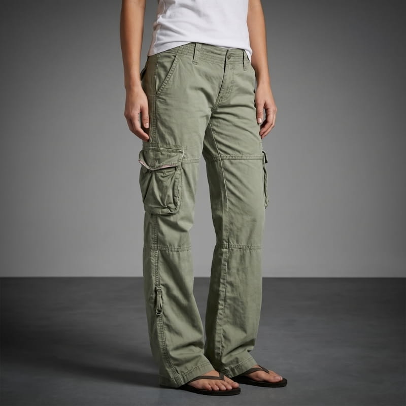 Karen Cotton Wide-Leg Cargo Pants – Relaxed Fit Utility Casual Pants