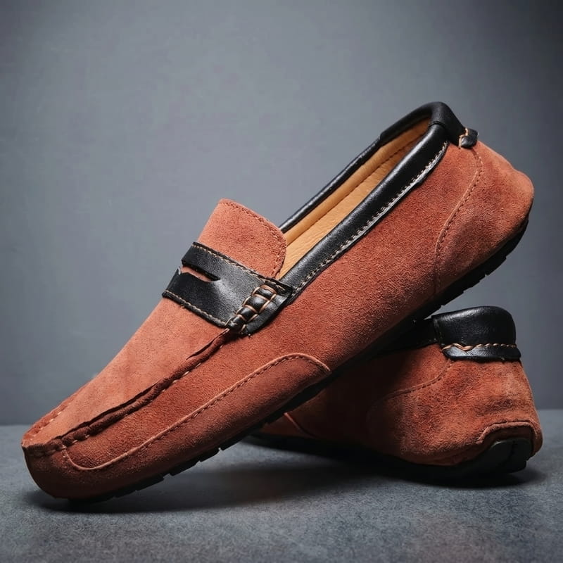 Moivie Suede Leather Slip-On Loafers – Cushioned Comfort Everyday Smart Casual Shoes