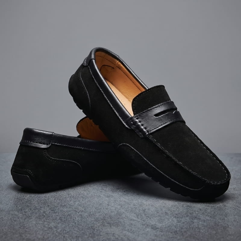 Moivie Suede Leather Slip-On Loafers – Cushioned Comfort Everyday Smart Casual Shoes