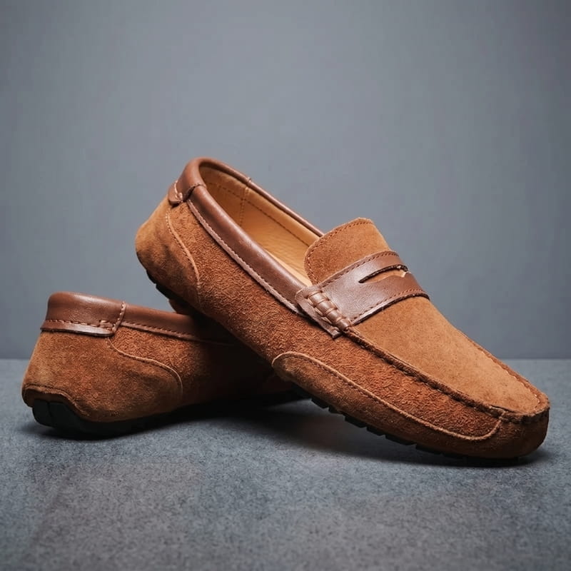 Moivie Suede Leather Slip-On Loafers – Cushioned Comfort Everyday Smart Casual Shoes