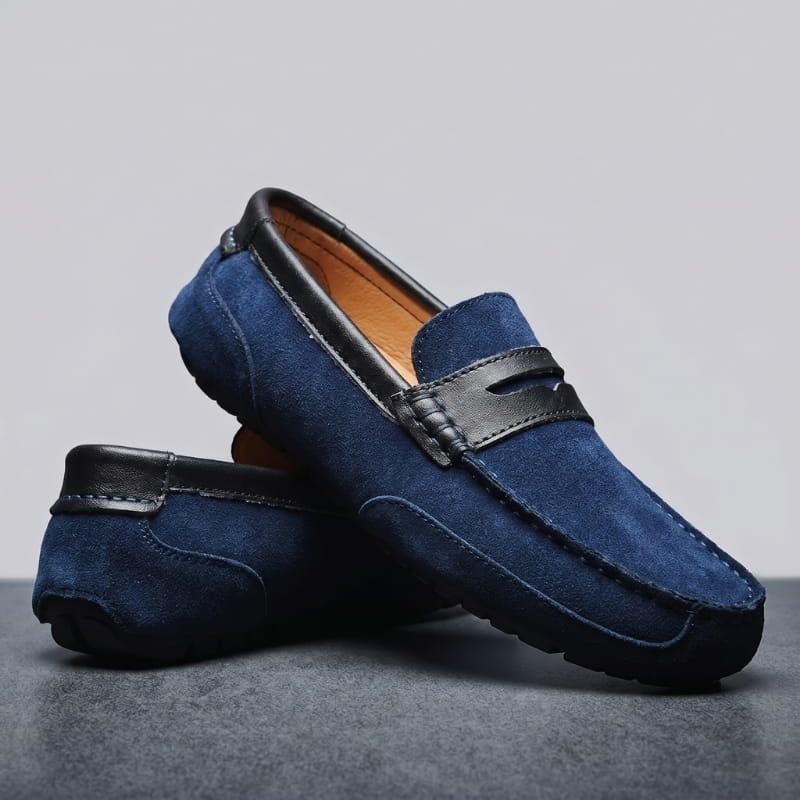 Moivie Suede Leather Slip-On Loafers – Cushioned Comfort Everyday Smart Casual Shoes