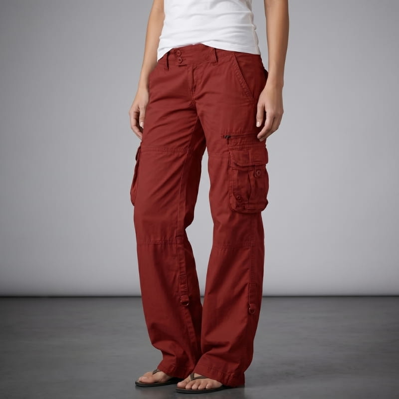 Karen Cotton Wide-Leg Cargo Pants – Relaxed Fit Utility Casual Pants