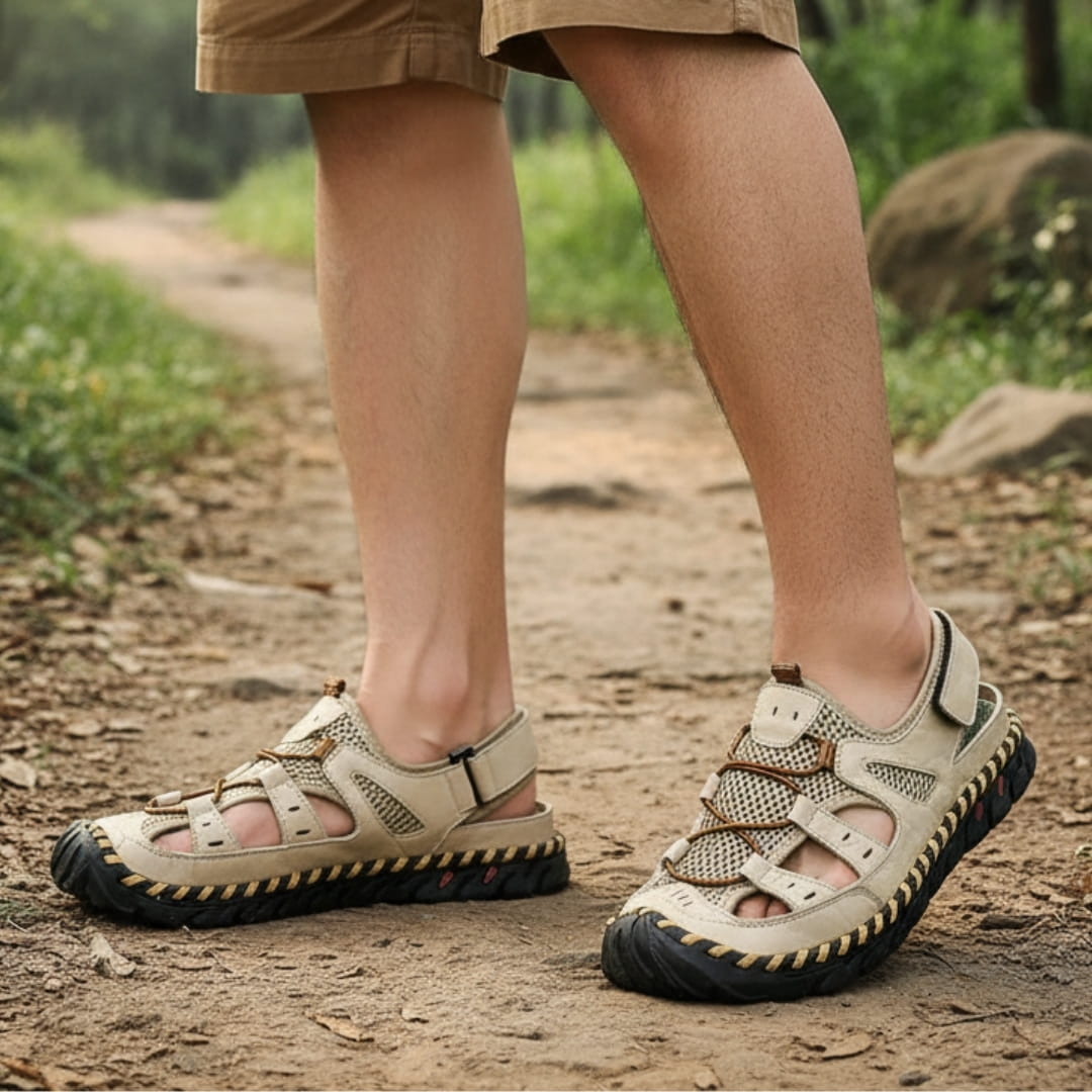Alaric Leather Trail Closed Toe Walking Sandals – Adjustable Comfort Straps
