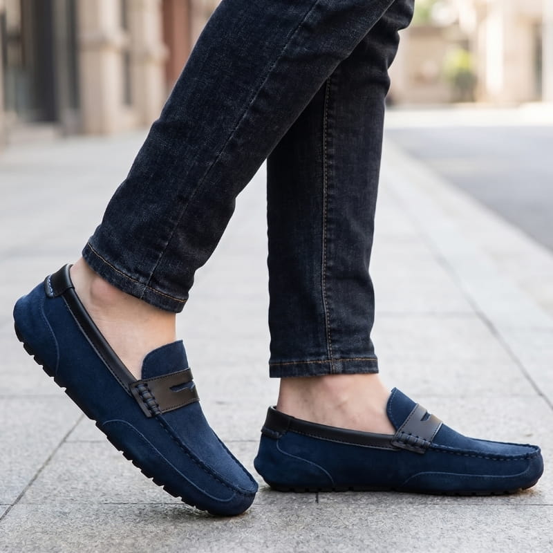 Moivie Suede Leather Slip-On Loafers – Cushioned Comfort Everyday Smart Casual Shoes