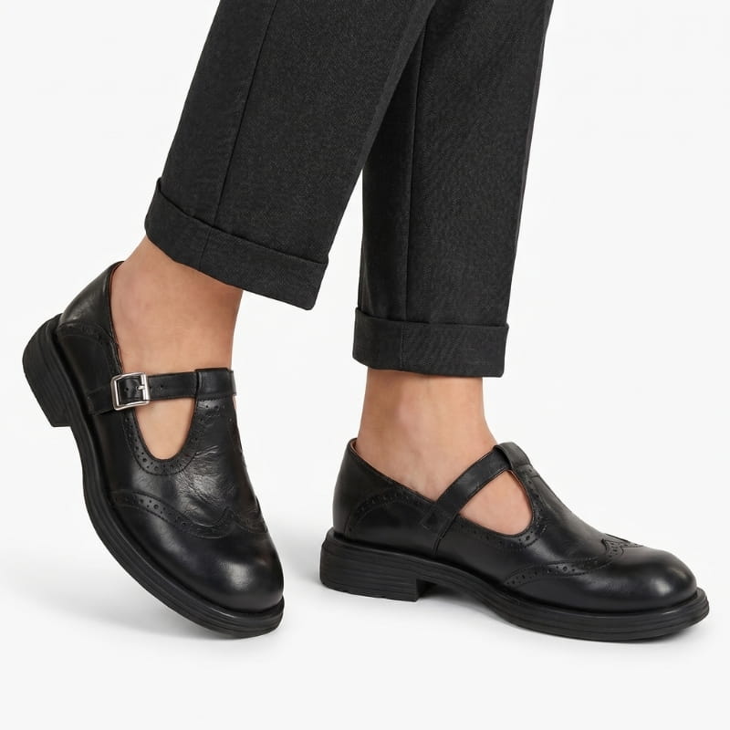Regine Soft Leather Mary Jane Shoes – Comfort Cushioned Everyday Casual Shoes