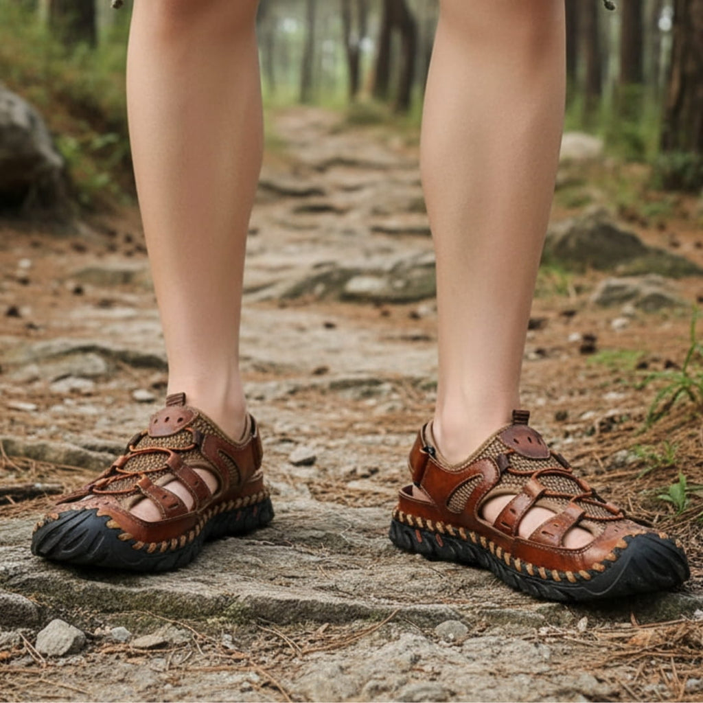 Alaric Leather Trail Closed Toe Walking Sandals – Adjustable Comfort Straps