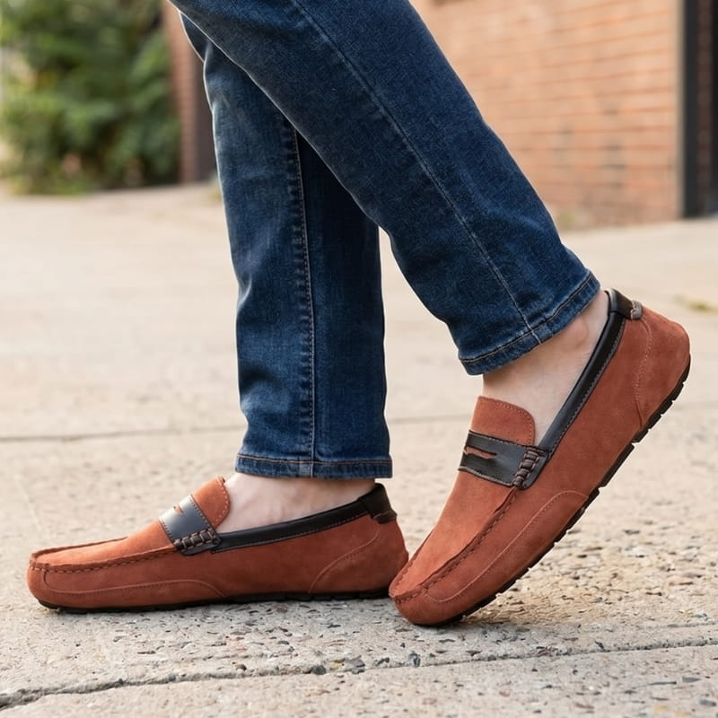 Moivie Suede Leather Slip-On Loafers – Cushioned Comfort Everyday Smart Casual Shoes
