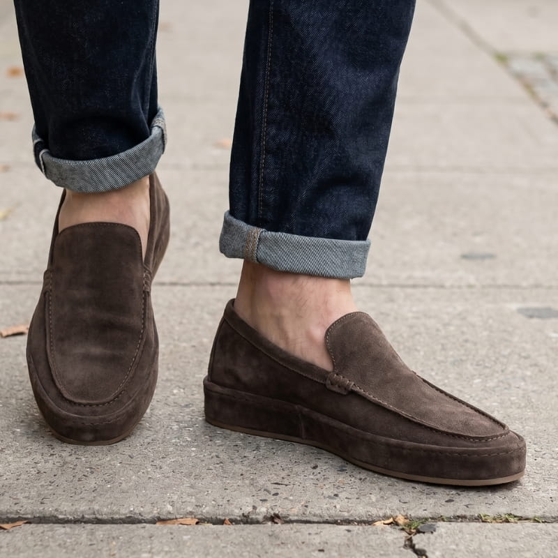 Leonardo Suede Leather Slip-On Loafers Cushioned Smart Casual Everyday Shoes