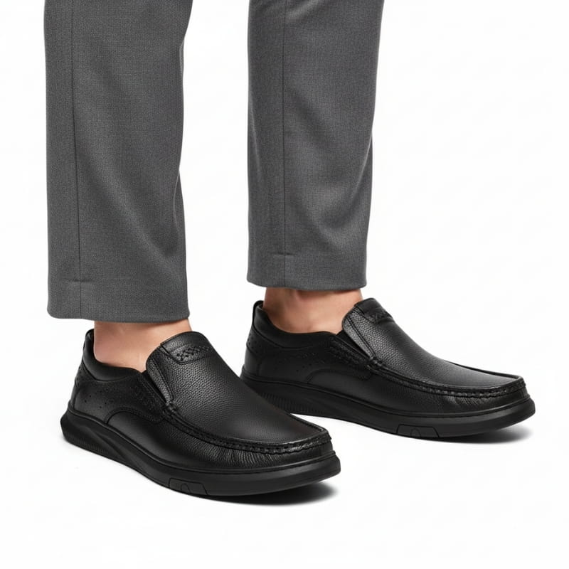 Edward Smooth Leather Slip-On Loafers – Flexible Comfort Sole Casual Shoes