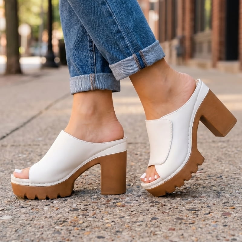 Geneva Soft Leather Platform Heeled Sandals – Supportive Elegant Style