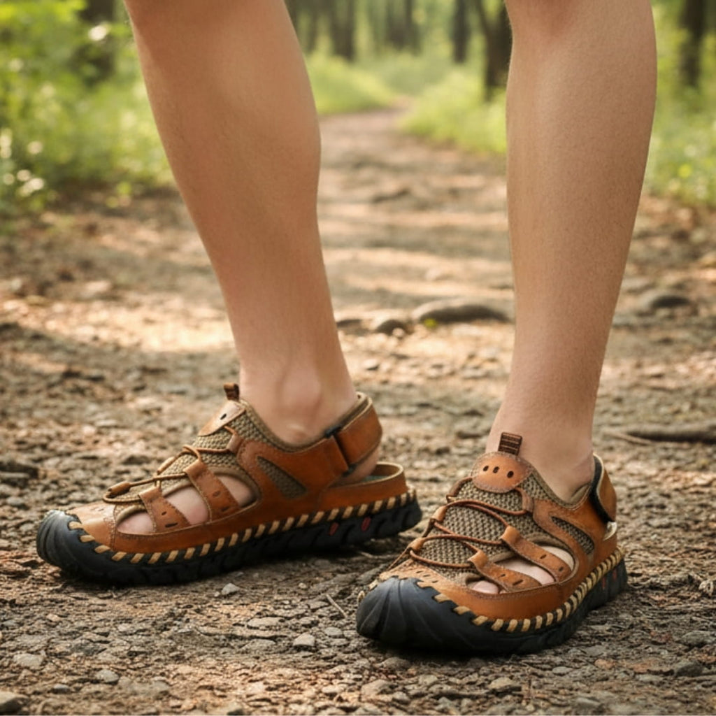 Alaric Leather Trail Closed Toe Walking Sandals – Adjustable Comfort Straps