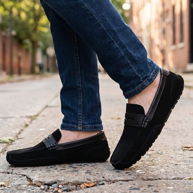 Moivie Suede Leather Slip-On Loafers – Cushioned Comfort Everyday Smart Casual Shoes
