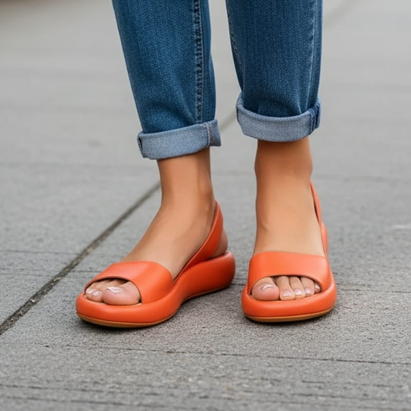 Brittany Flatform Slingback Open Toe Sandals – Cushioned Minimalist Everyday Footwear