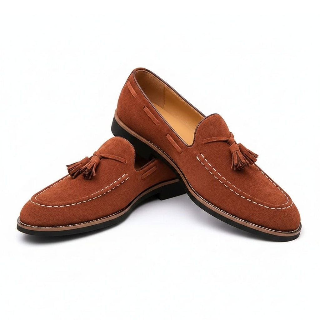 Nicholas Suede Tassel Loafers – Cushioned Sole Classic Casual Dress Shoes