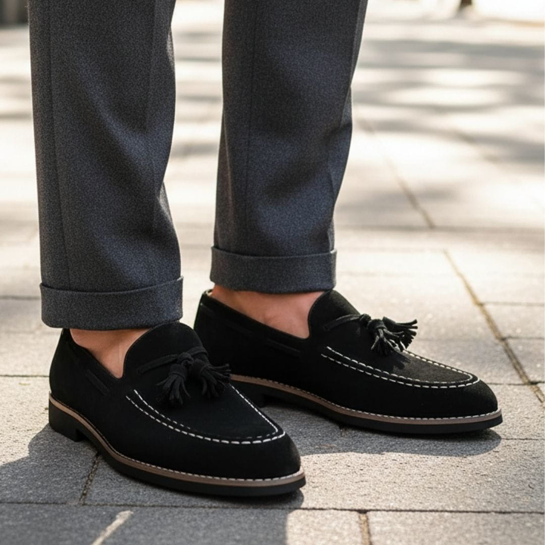 Nicholas Suede Tassel Loafers – Cushioned Sole Classic Casual Dress Shoes