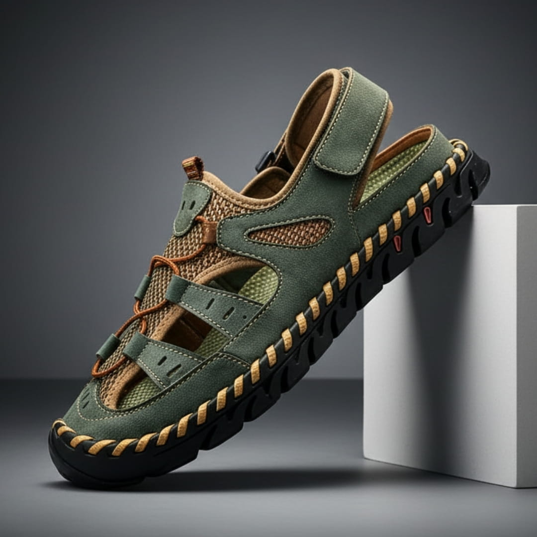 Alaric Leather Trail Closed Toe Walking Sandals – Adjustable Comfort Straps