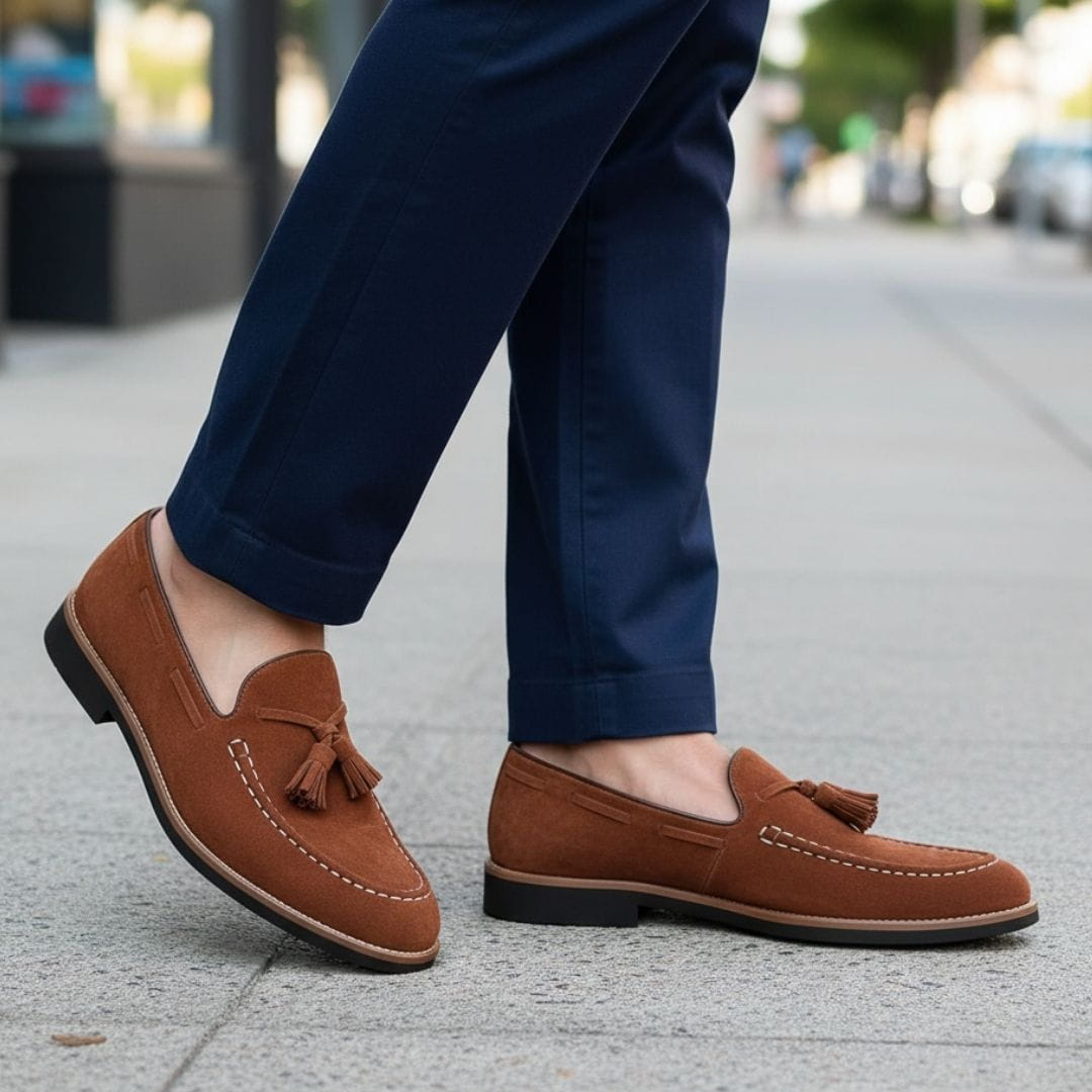 Nicholas Suede Tassel Loafers – Cushioned Sole Classic Casual Dress Shoes