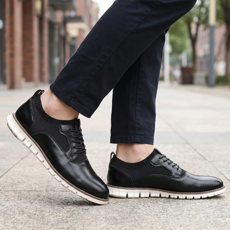 Torricelli Burnished Leather Hybrid Oxford Dress Sneakers – Cushioned Flexible Casual Shoes