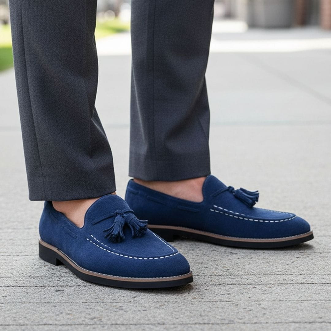 Nicholas Suede Tassel Loafers – Cushioned Sole Classic Casual Dress Shoes