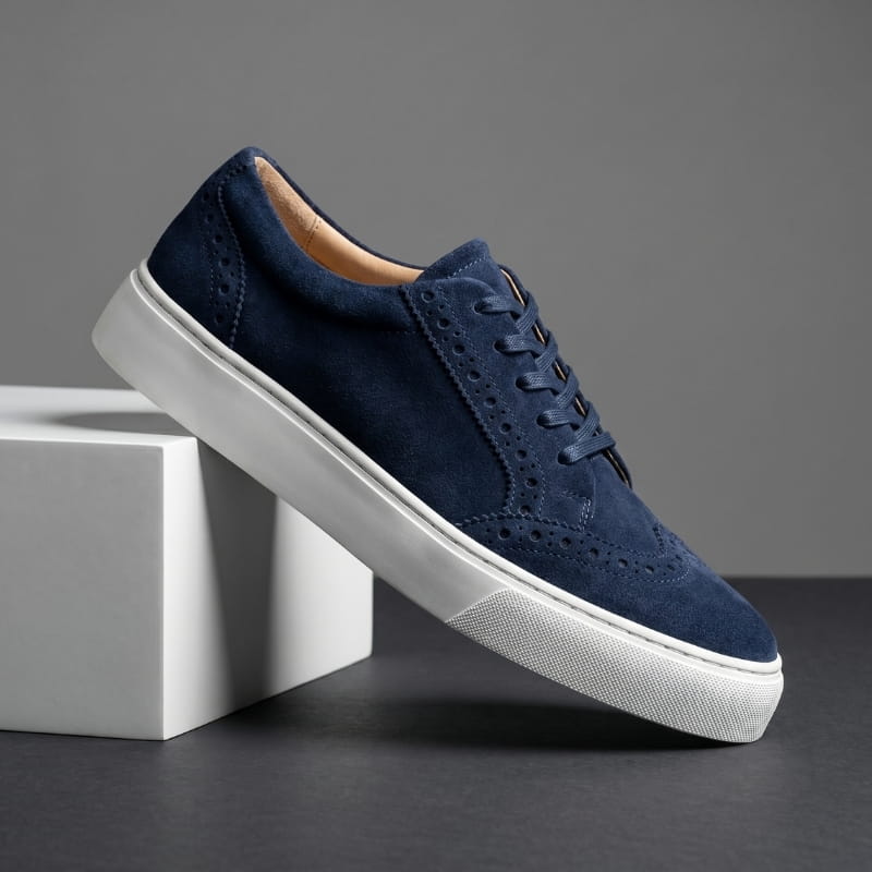 Brittany Suede Leather Platform Lace-Up Sneakers – Wingtip Detail Casual Shoes