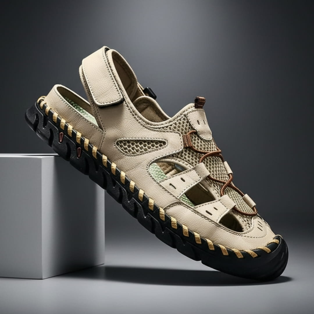 Alaric Leather Trail Closed Toe Walking Sandals – Adjustable Comfort Straps
