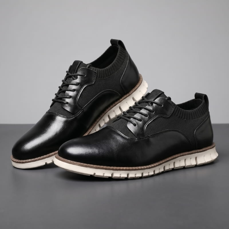 Torricelli Burnished Leather Hybrid Oxford Dress Sneakers – Cushioned Flexible Casual Shoes