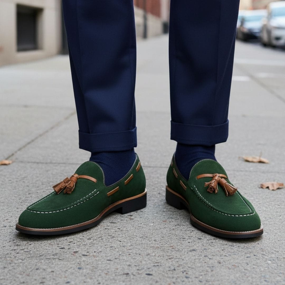 Nicholas Suede Tassel Loafers – Cushioned Sole Classic Casual Dress Shoes
