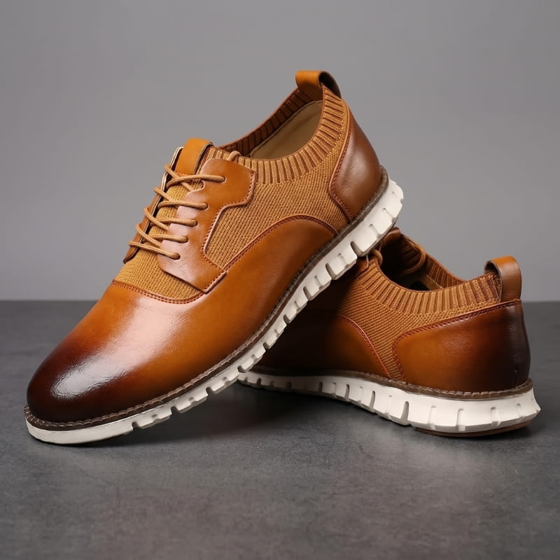 Torricelli Burnished Leather Hybrid Oxford Dress Sneakers – Cushioned Flexible Casual Shoes