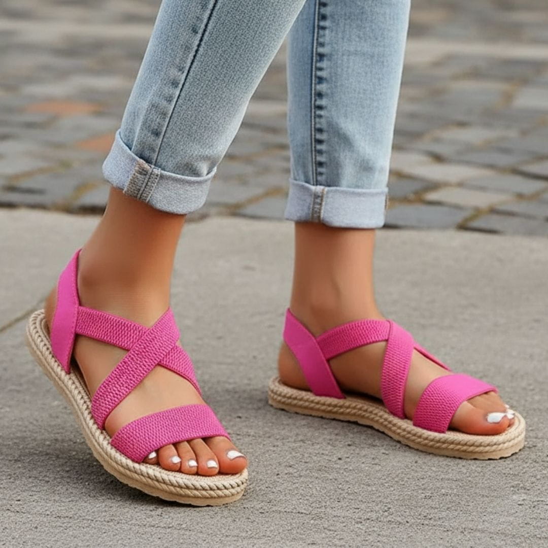 Lucy Woven Strap Slip On Sandals – Cushioned Sole Lightweight Summer Shoes