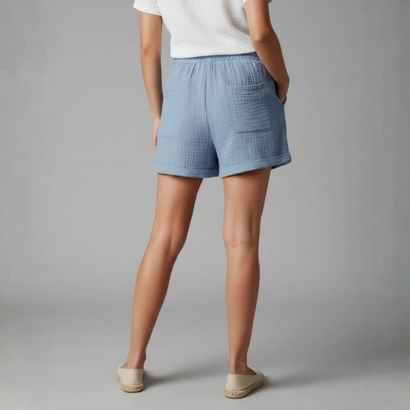 Eliana Linen Blend High-Waist Summer Shorts – Drawstring Relaxed Comfort Fit