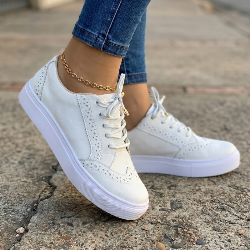 Brittany Suede Leather Platform Lace-Up Sneakers – Wingtip Detail Casual Shoes