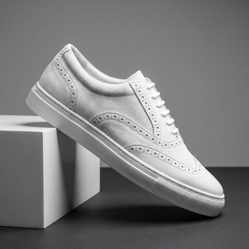 Brittany Suede Leather Platform Lace-Up Sneakers – Wingtip Detail Casual Shoes