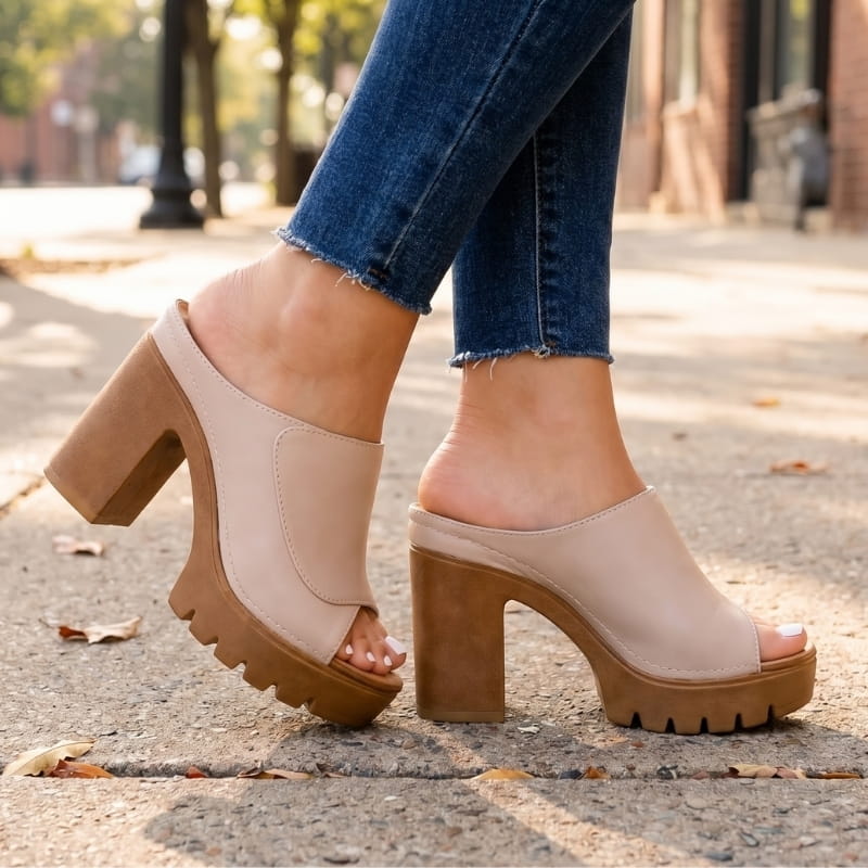 Geneva Soft Leather Platform Heeled Sandals – Supportive Elegant Style